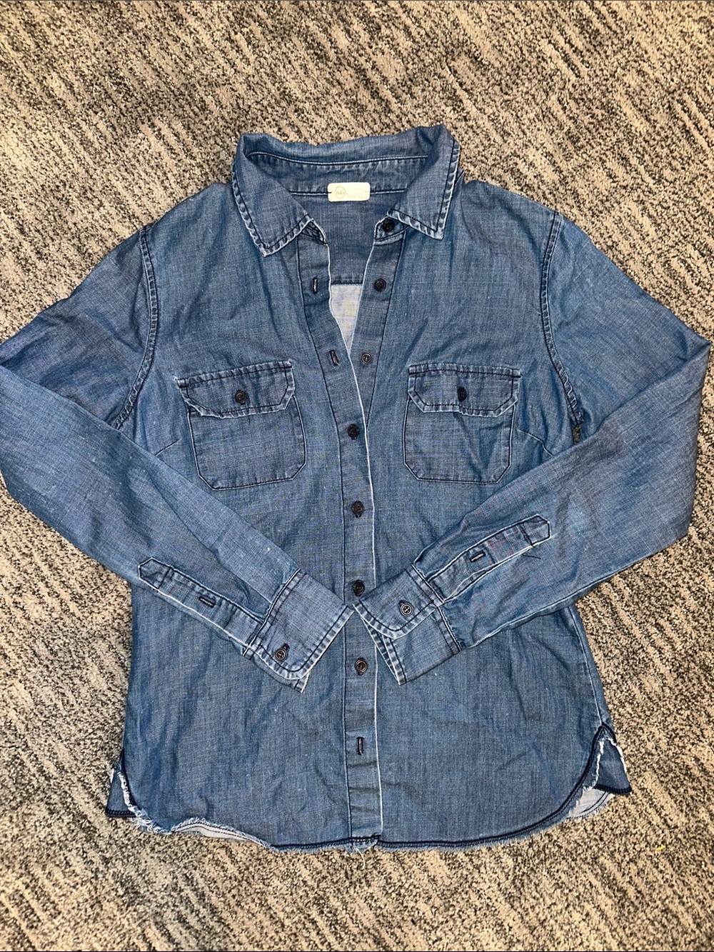 Ag Adriano Goldschmied Women's Blue Denim Button-Down Shirt